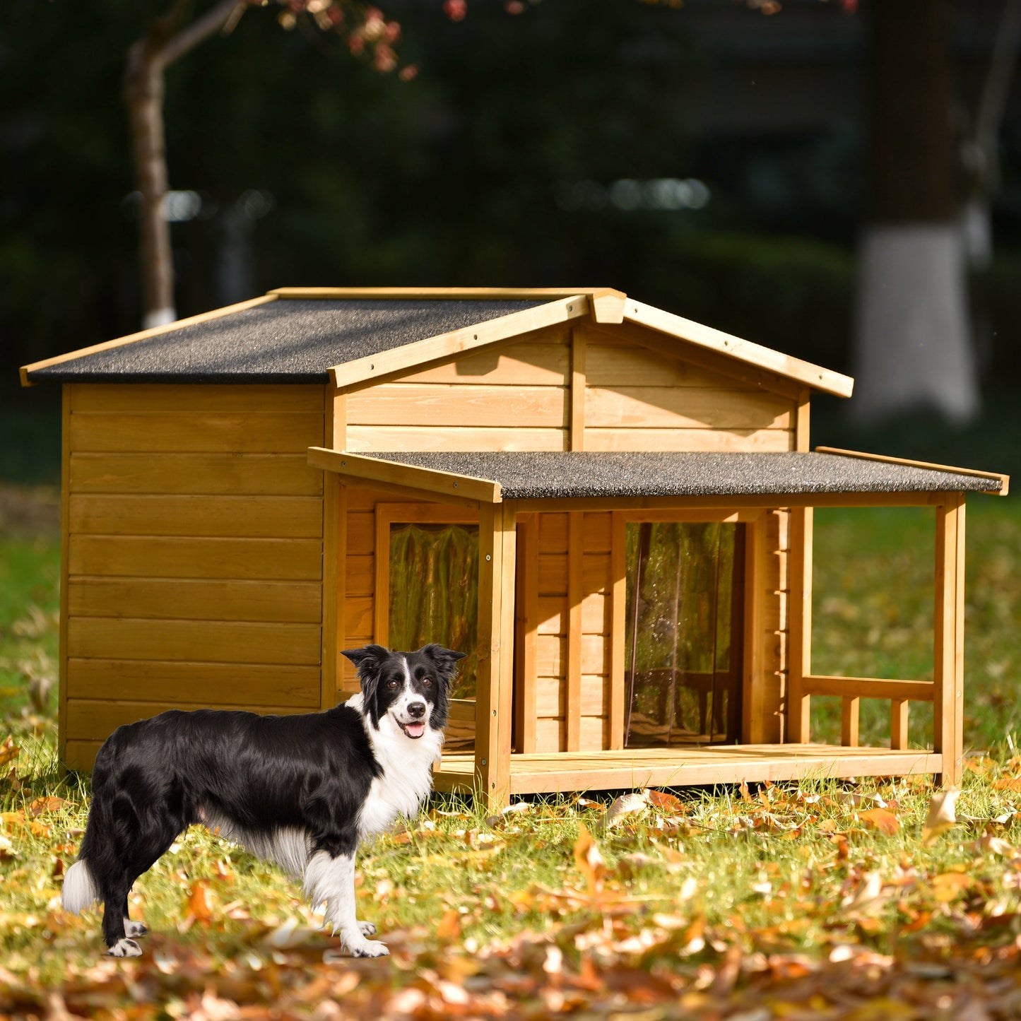 47.2" Large Wooden Dog House Outdoor,  Outdoor & Indoor Dog Crate,